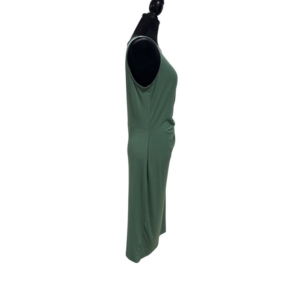 Ann Taylor Factory Green Side Tie Ruched Midi Sheath Dress Size Large - Picture 8 of 10